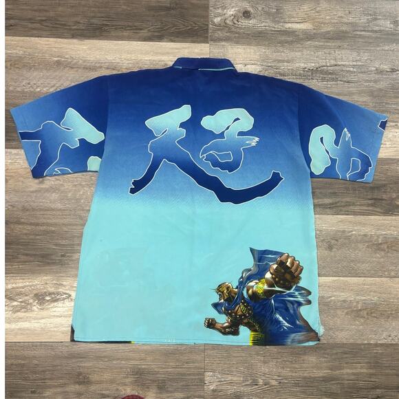 Vintage Y2K Billion Bay Anime Fighting Warrior Ombre Mens XL Short Sleeve Shirt - Picture 2 of 12